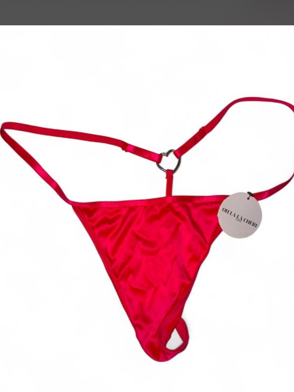 OHH LA LA CHERI Red Satin Ring-Back Thong